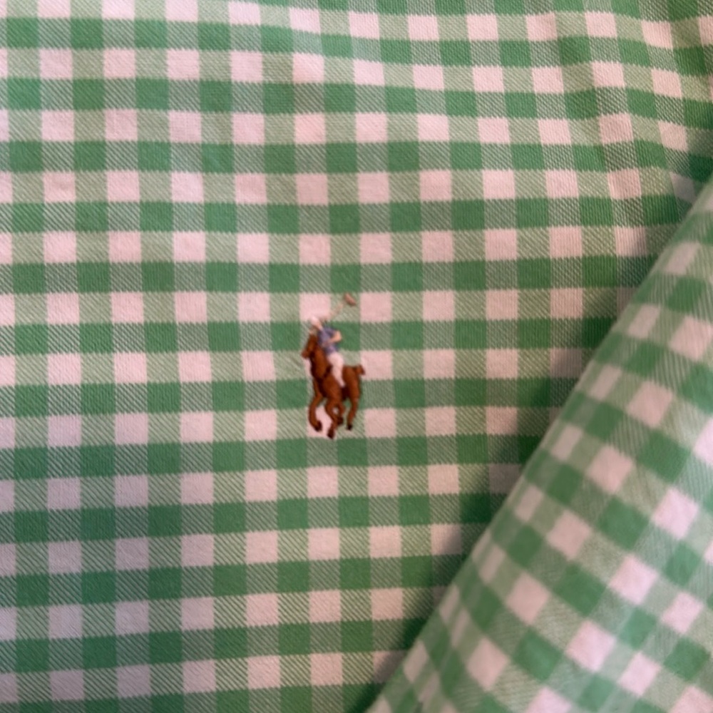 Polo Ralph Lauren Boys LS Button Down Green Gingham size M 10-12